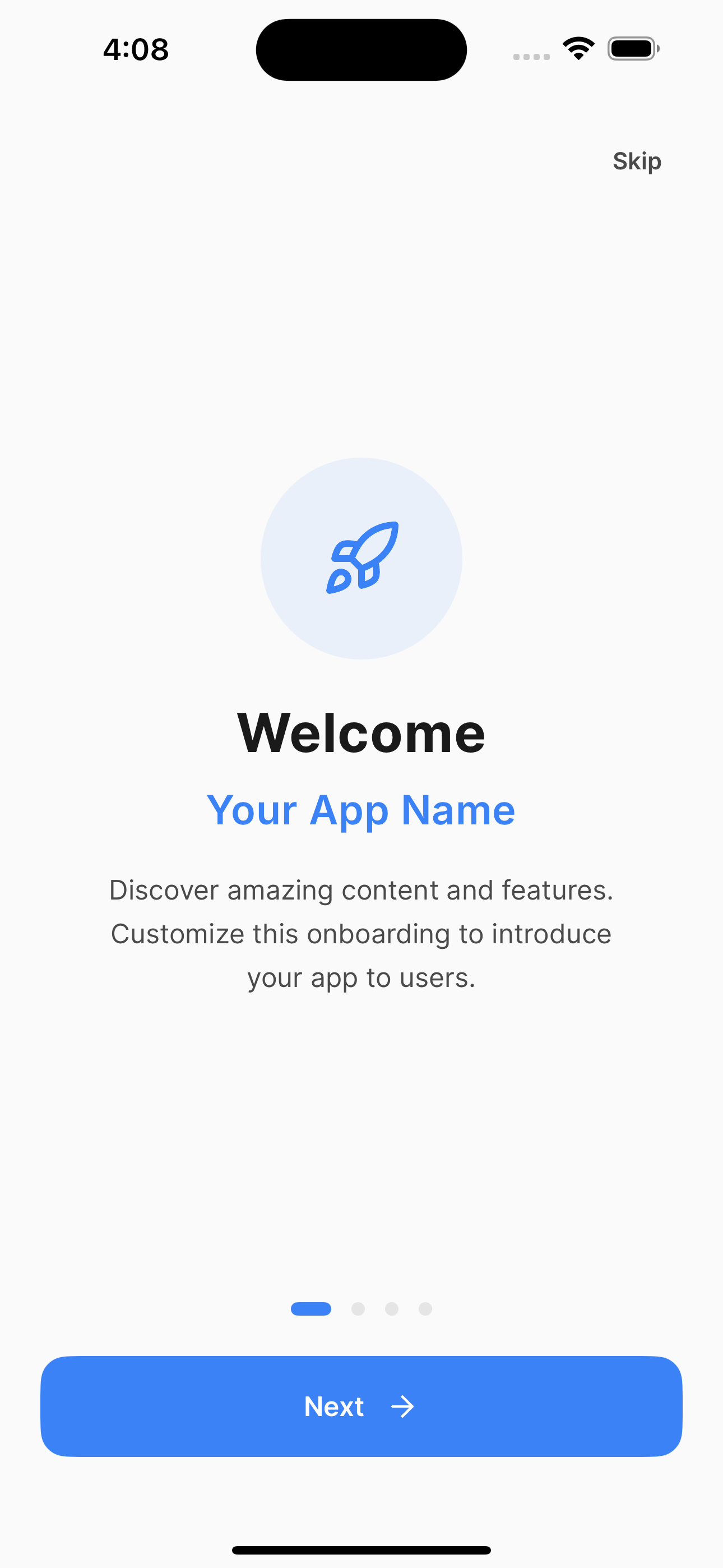 Onboarding welcome screen
